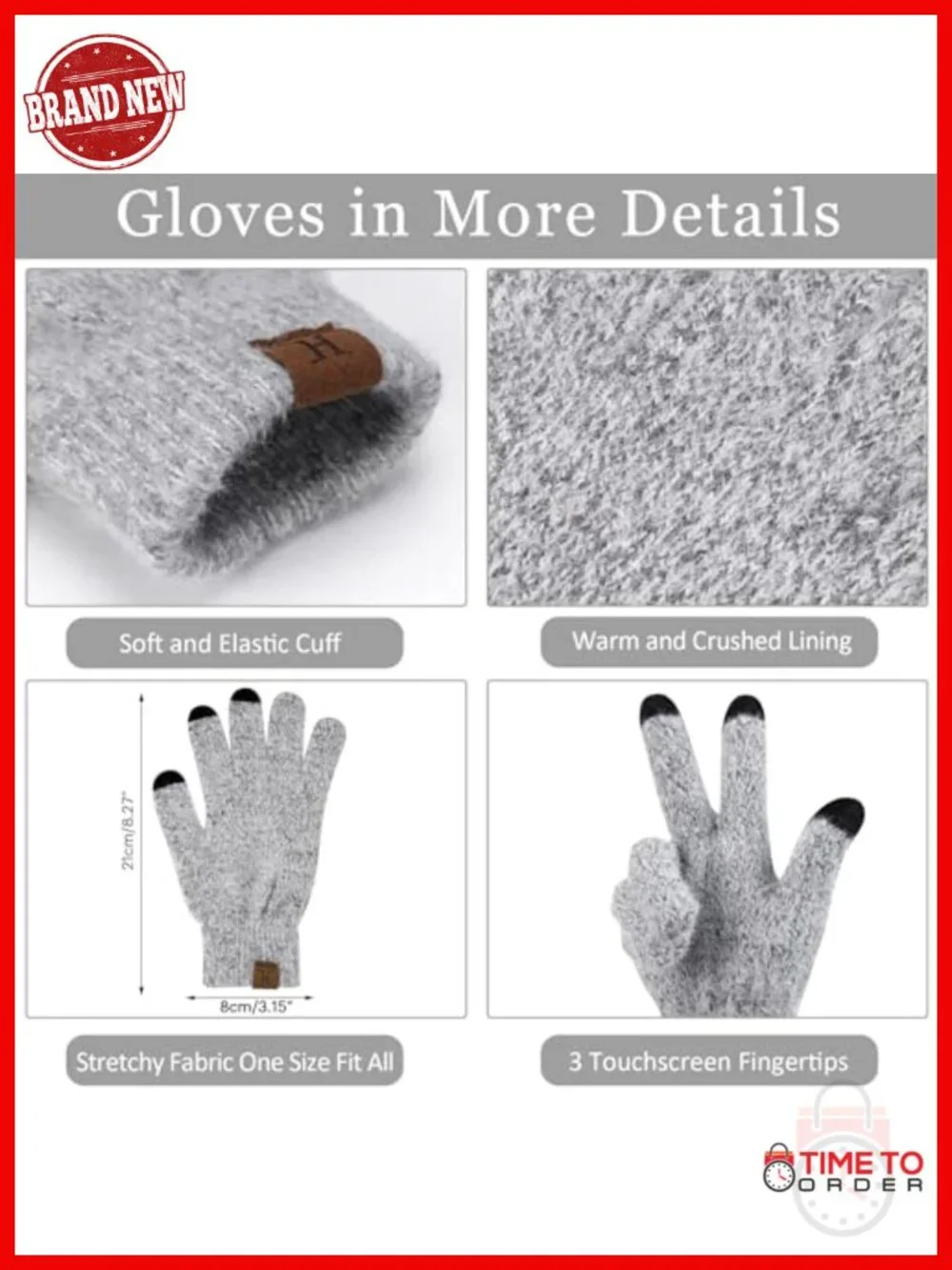 Winter Knit Beanie Hat Touchscreen Gloves Long Neck Scarf Set with Fleece Lined